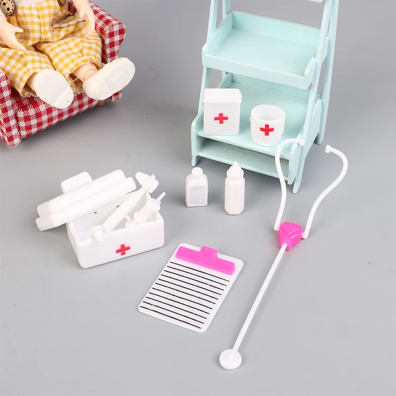 Kids Toys Doctor Set Baby Pretend Play Suitcases Medical kit Simulation Medicine Box with Doll Girl Toy 10pcs/Set For Children