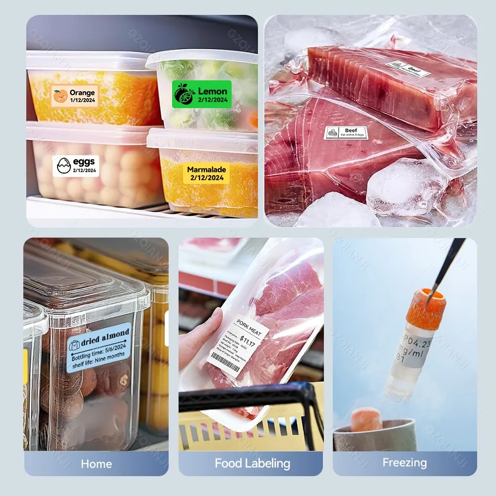 NIIMBOT B1/B21/B31 Thermal Printer Freezer Label Paper Food Storage Kitchen Refrigerator Stickers Date Content Notes Tag -18°