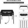 3-Burner Outdoor Portable Propane Burner Stove 225,000-BTU Gas Cooker with Windscreen & Carrying Bag, Heavy Duty Iron Cas 4