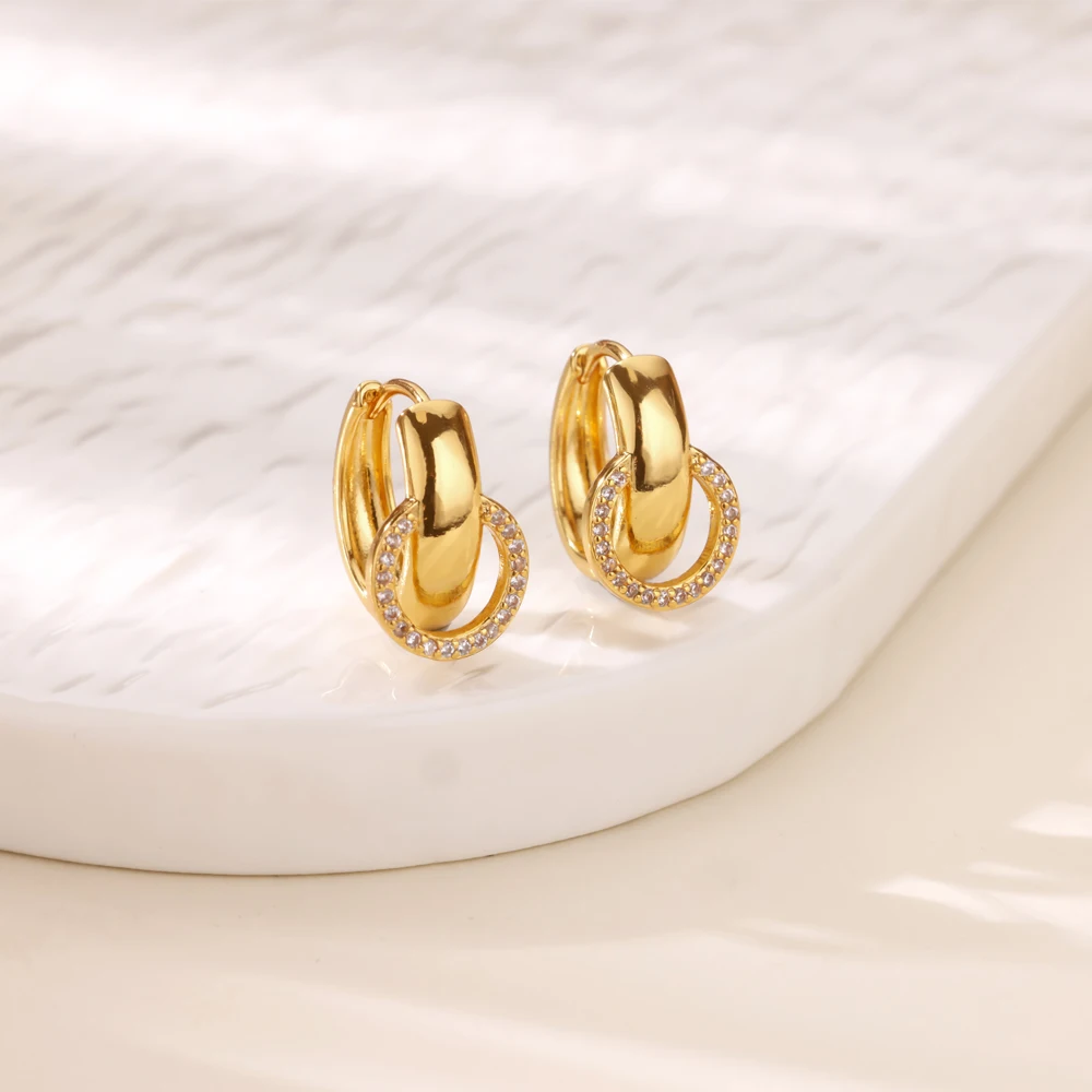 Zircon Double Circle Earrings for Women