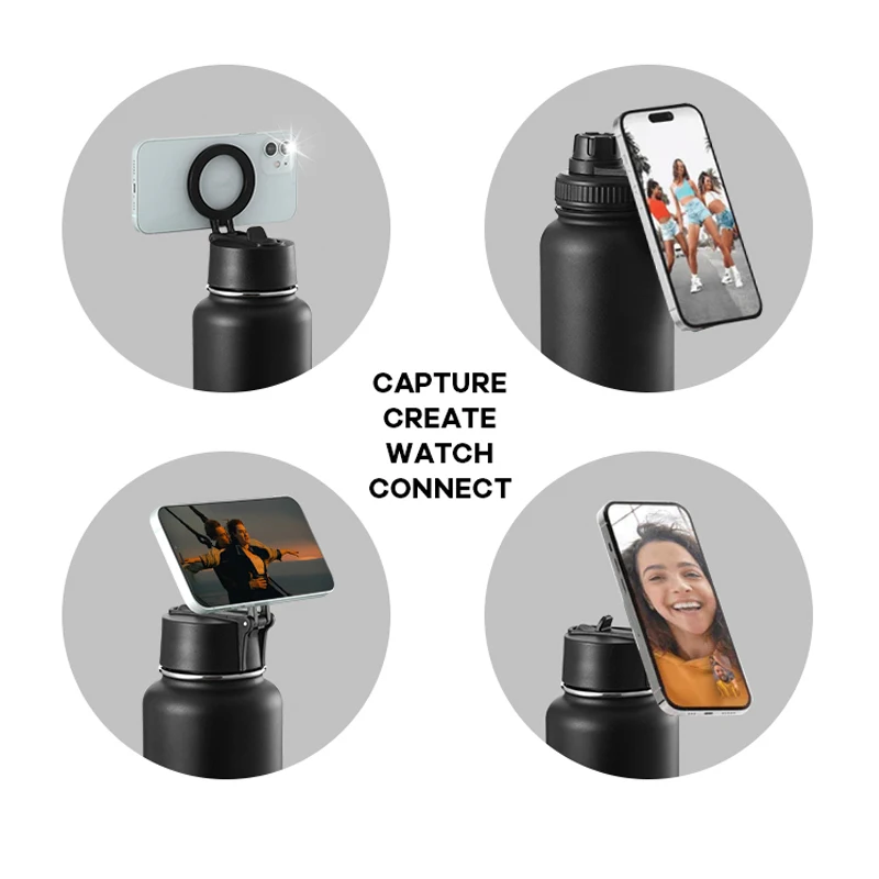 32oz New Outdoor Stainless Steel Vacuum Flasks Luxury Water Bottles With Phone Holder Magnet for Metal Ring