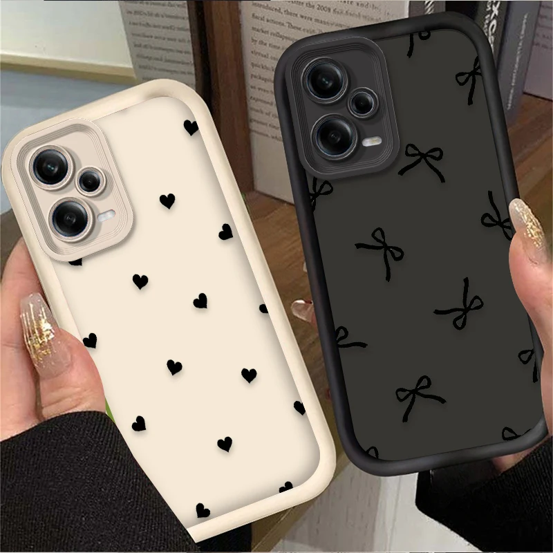 Chic Black Heart Bowknot Phone Case