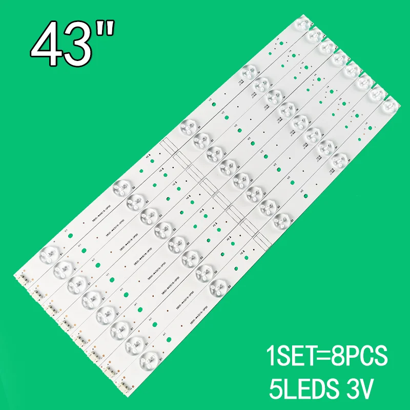 1SET=8PCS 5LEDs 3V 390mm For Skyworth 43 inch LCD TV Monitor backlight strip 5800-W43016-0P00 43E4600 05-LP1010-01A 8pcs 1set 5leds 3v 515mm suitable for 50 inch lcd tv 202006 ds50m7a00 01 ds50m7a ds01 v01 dsbj w 50x7c backlight strip