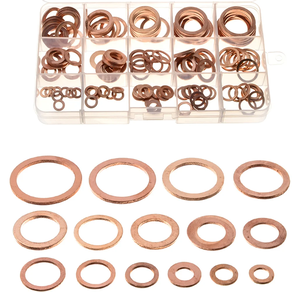 

1 Box of 150pcs Gaskets Assorted Oil Sealing Sump Plug Ring Flat Washer