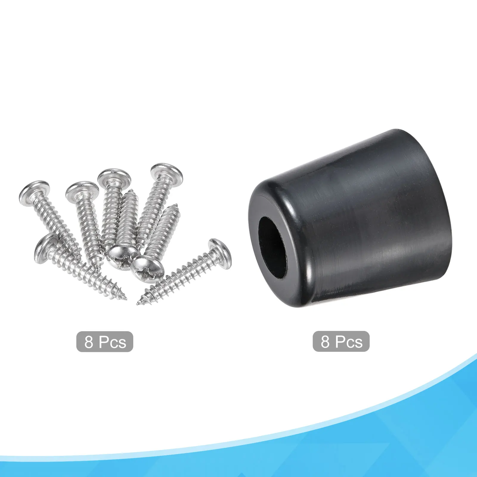 Uxcell 8Pcs 0.87" H x 0.87" W Rubber Bumper Feet w Stainless Steel Washer and Screws