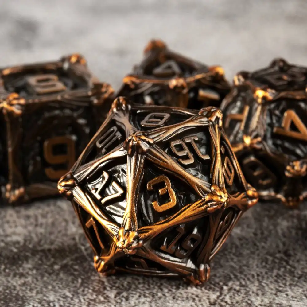 7PCS Polyhedral Metal DND dice, Role Playing Dice, Metal Dices Zinc Alloy for Dungeons and Dragons D&D RPG Dice D100 D20 D10 D6