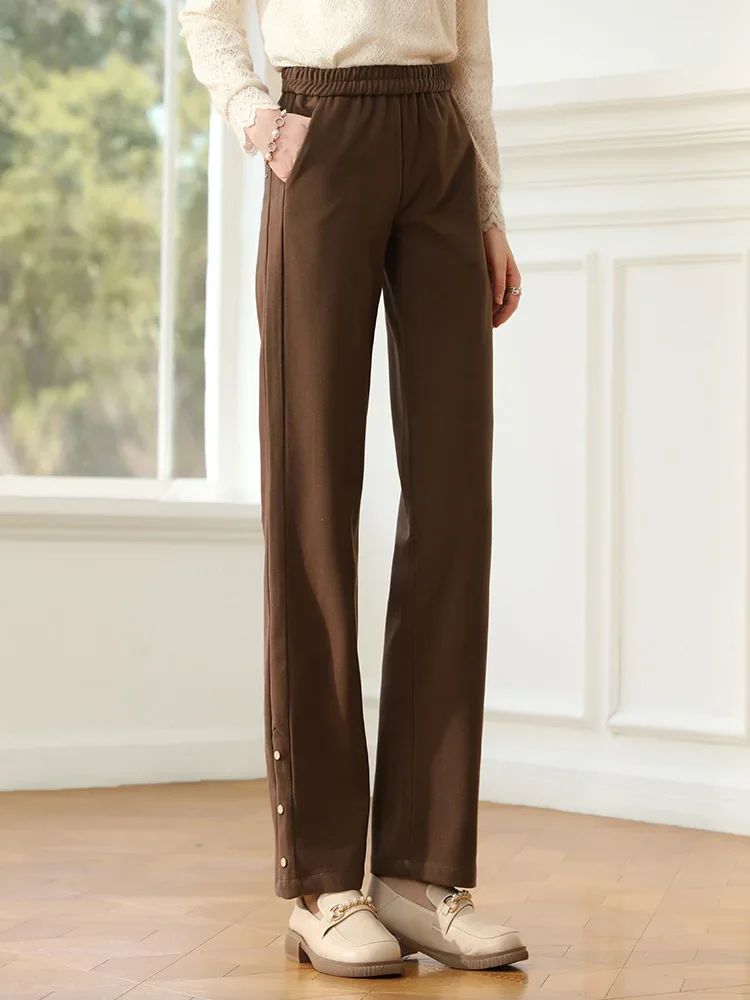 I BELIEVE YOU 여성용 멜라 스타일 캐주얼 바지, 2023 겨울 Y2K 빈티지, 스트레이트 탄성 허리, 두꺼운 바지 2234045421, 신상