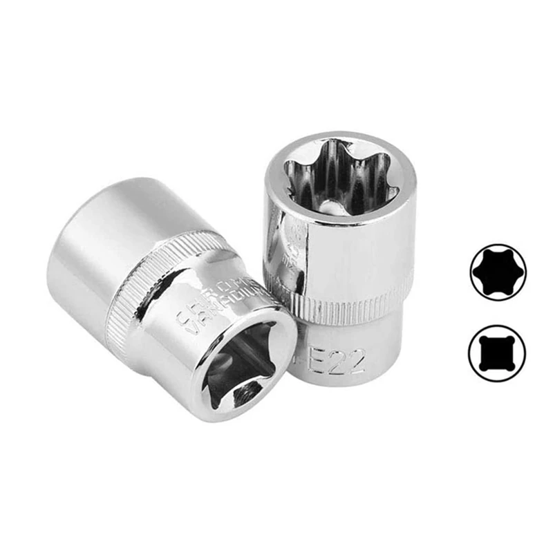 Torx 스타 비트 토크 암컷 E 소켓 세트, 변조 방지, E4-E24 1/4 인치, 3/8 인치, 1/2 인치 드라이브, 14 개