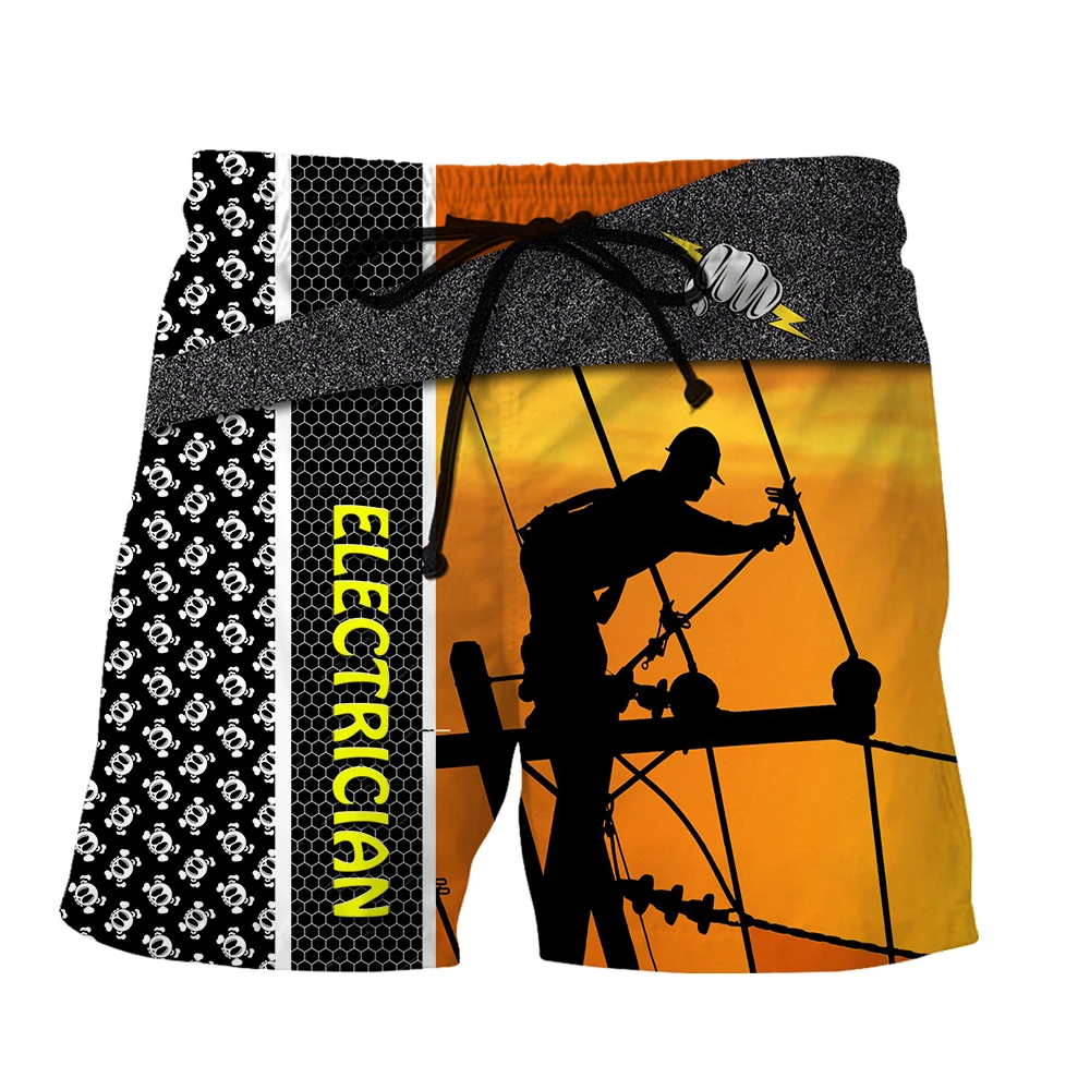 SONSPEE 3D Print Circuit Electrician Cable Shorts Summer Fashion Trend Men Women Funny Cool Loose Comfortable Beach Short Pants