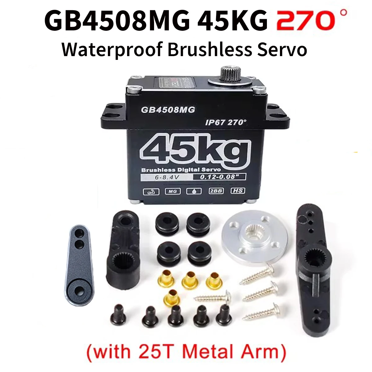 GOTECK 45KG Brushless Digital Servo,8.4V Metal Gear Digital servo,Waterproof Steering Servo for 1/8 1/10 RC Crawler Car Robot 2
