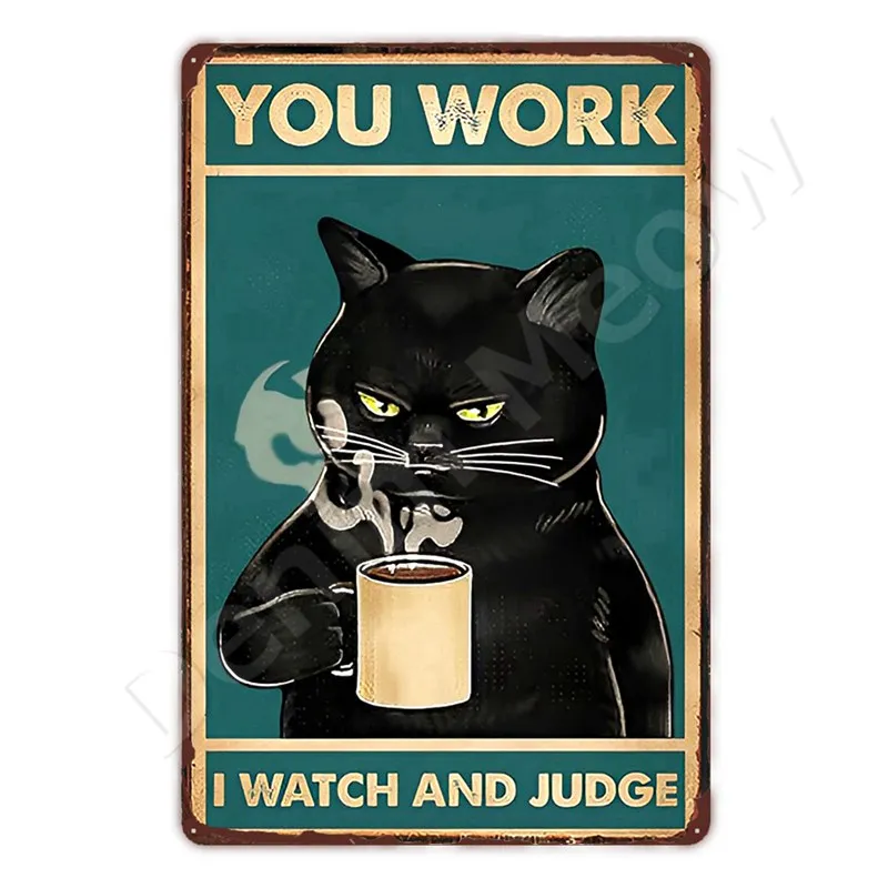 Targa In Metallo Retrò 20x30 Cm Con Gatto Nero E Scritta 'That's What I Do I Play Guitar And I Know Things' - Decorazione Da Parete Divertente Per Casa E Bar