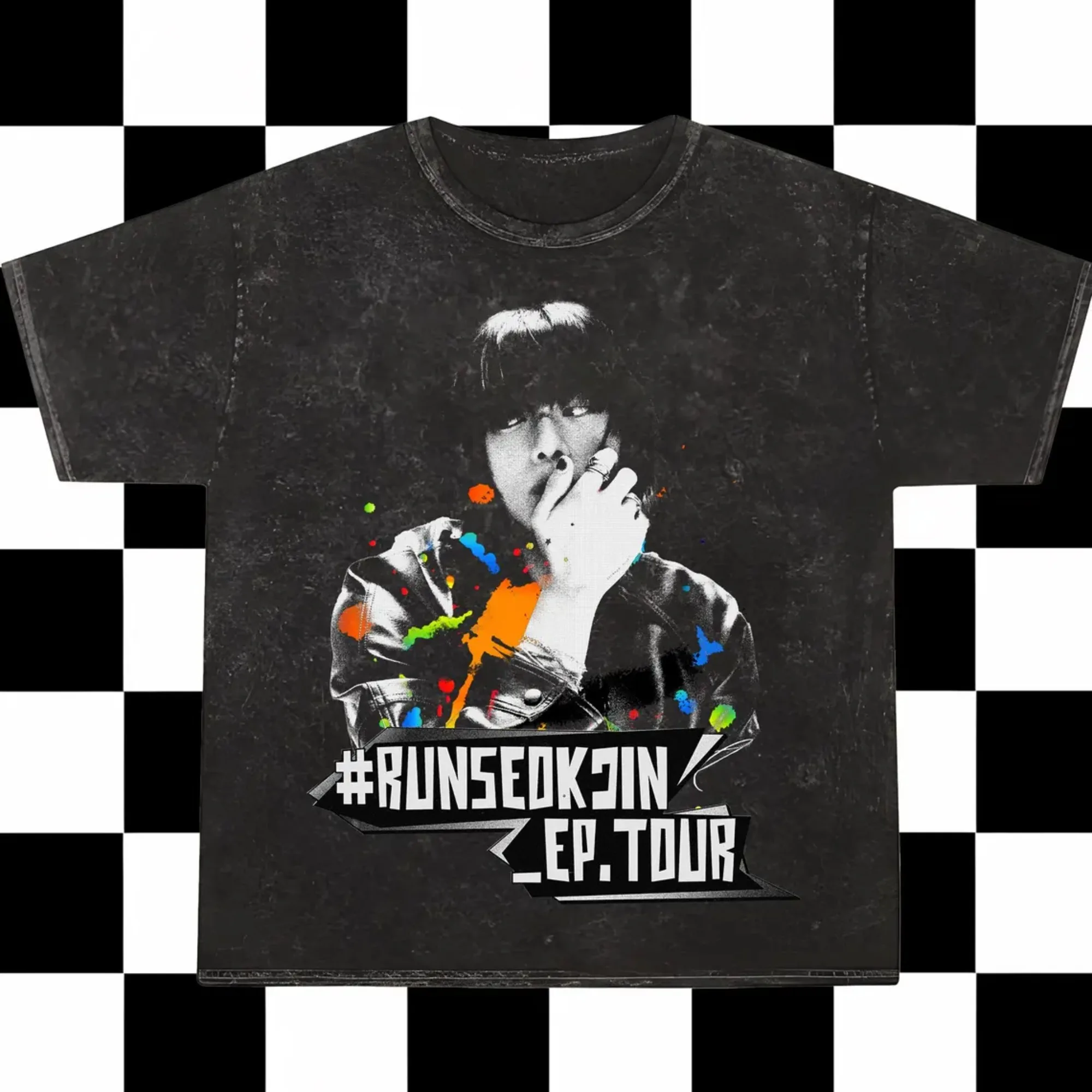 アイドル RUNSEOKJIN in JAPAN S/S T-SHIRT BLACK Jin RUNSEOKJIN EP TOUR 2025 Tshirts Korean Singer Graphic