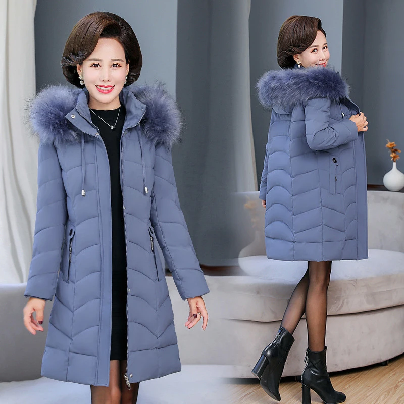 

Winter Jackets For Women 2023 Thick Warm Middle Aged Women's Autumn Coats Fur Collar Casual Cotton Padded Long Hooded Parkas