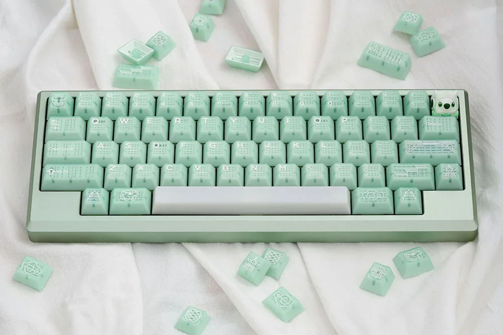 Domikey-x ju Jade Keycap Grupo Abs Doubleshots Cherry Perfil para Teclado 87 Tkl 104 Ansi Xd64 Bm60 Xd68 Bm87 Bm65 - Imagem 2