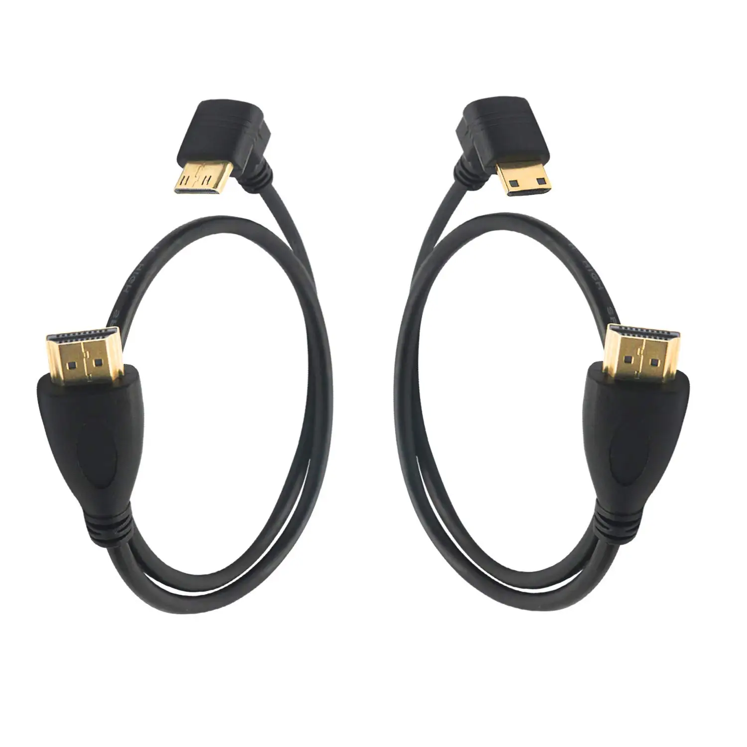 HDMI Adapter Cable HD to Mini-HD 90 Degree C Male to A Male for Camera Tablet Laptop Monitor HDTV