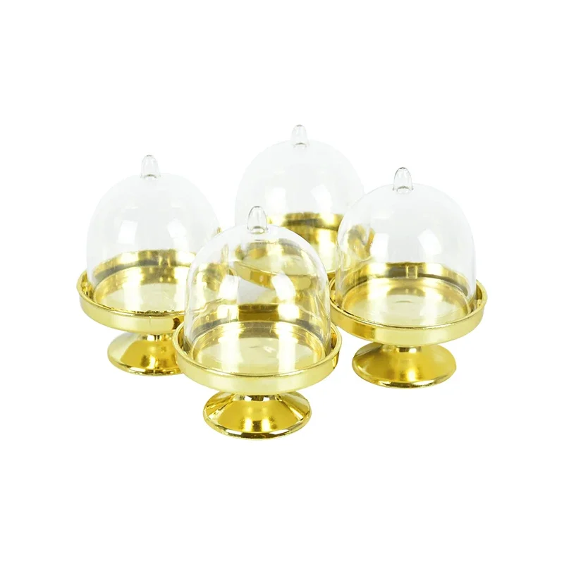 8/4pcs 지우기 미니 캔디 디저트 홀더 컵케익 디스플레이 스탠드 플레이트 뚜껑 웨딩 생일 파티 장식 공급 베이비 샤워 상자