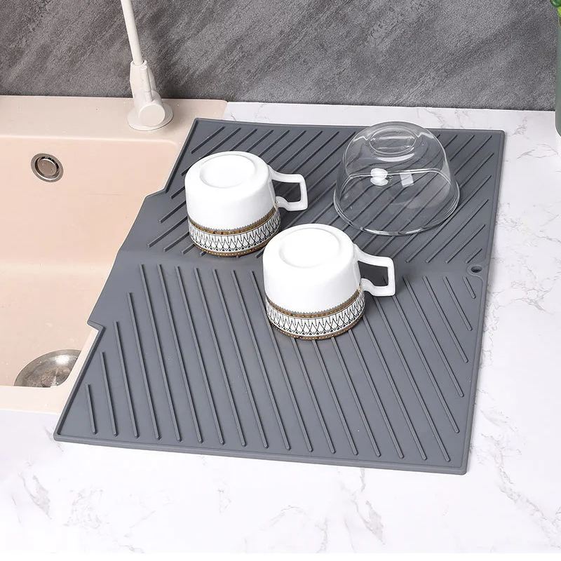 Silicone Drain Pad Kitchen Tableware Anti-slip Mat Diversion Opening Slope Drainage Mat Anti-scalding Coaster Kitchen Utensils