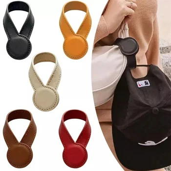 1PCS Multipurpose Magnetic Leather Hat Clip with Faux Fur Strong Round Organizer Outdoor Travel Cap Holder Bag Accessories