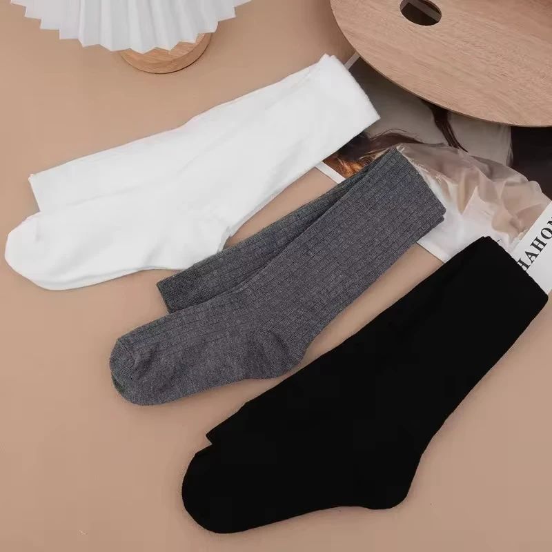 Woman Wool Socks Autumn/Winter Solid Color Thigh High Medias Lolita Thick Warm Stockings for Female