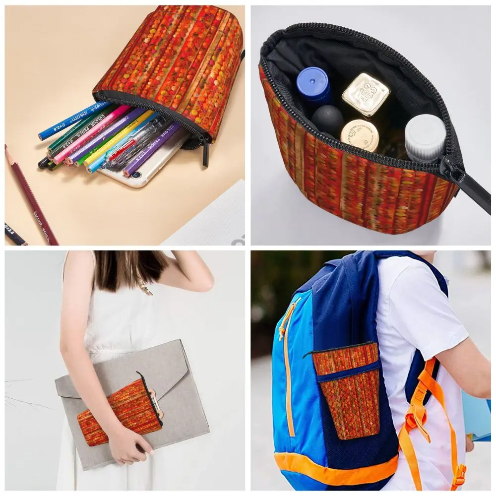 1 PCS Trousse à Crayons Pour Classeur à 3 Anneaux Noir, Trousse à Crayons En Maille Avec Fermeture Éclair, Sac Cosmétique Pour Classeur, Conteneur De Rangement
