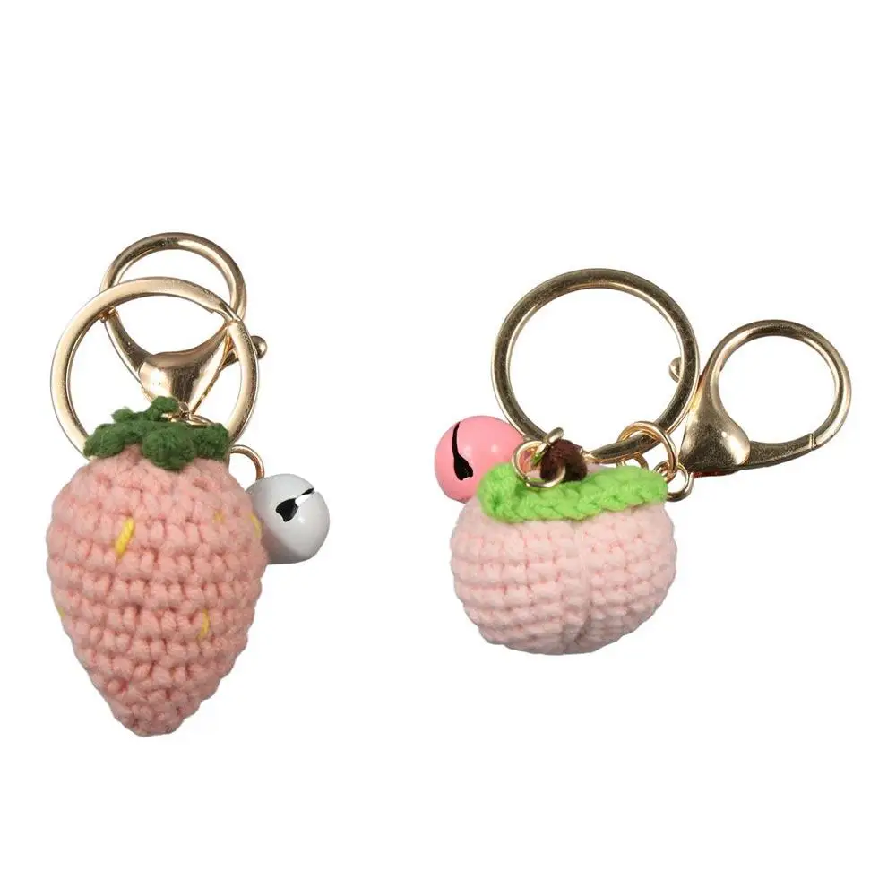 Lemon Donut Fruit Keychain Crocheted Watermelon Knitting Car Keychain Hand-woven Wool Knitted Keyring Car Key Holder 5 S1cc9f89a9cb14c99b043ee06eac78658v