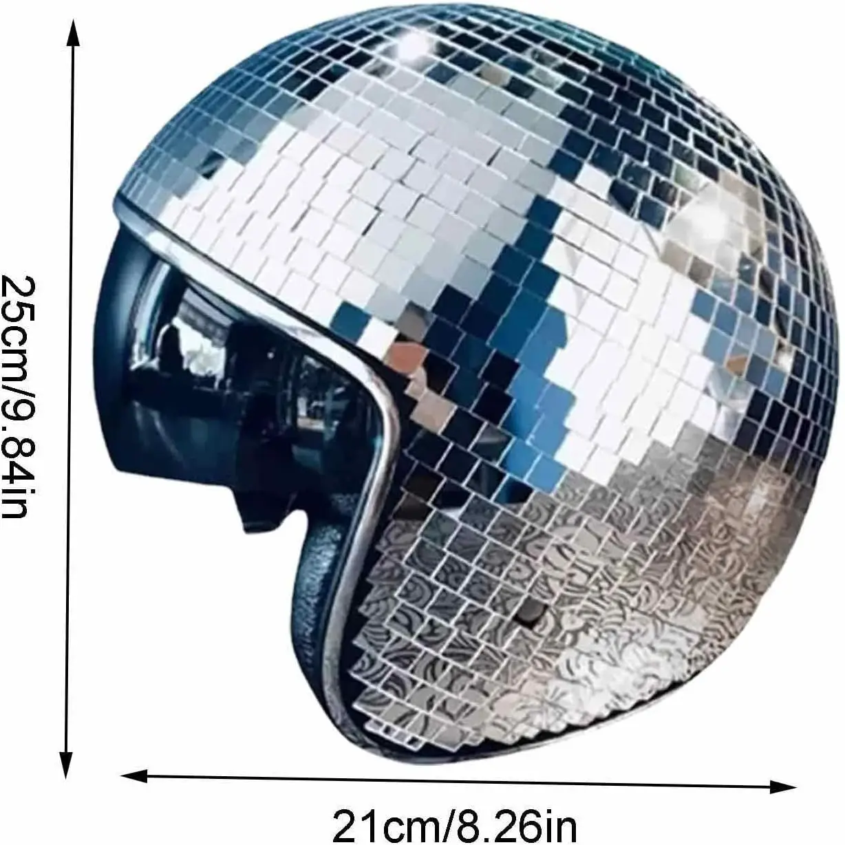 Party Hat Carnival Hat Drinking Helmet Classic Disco Ball Helmet Full Glass Reflective Motorcycle Helmets Mirror Glitter Ball for Club Bar Party Cowboy