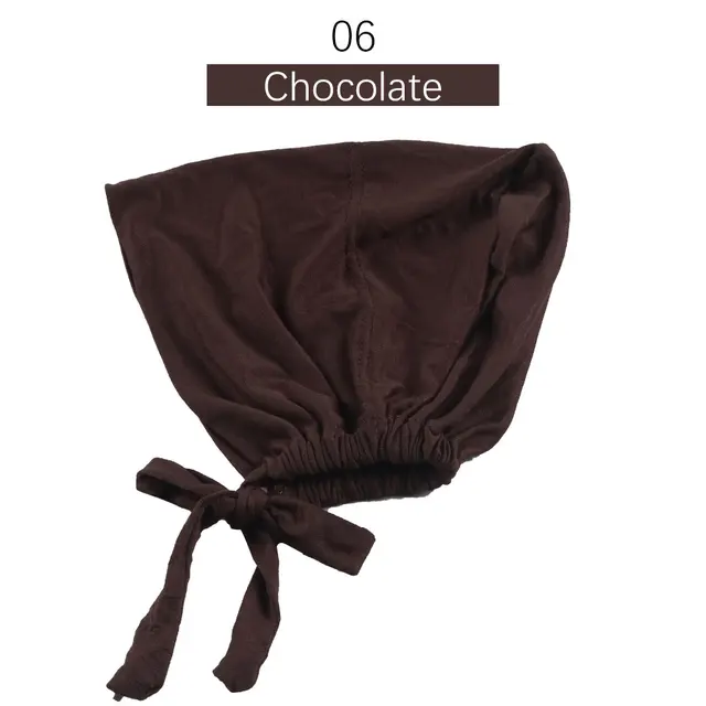 Muslim Women Elastic Tie Back Inner Hijab Caps Cotton Jersey Stretch Underscarf Modal Bonnet Headwrap Turbante Mujer 06