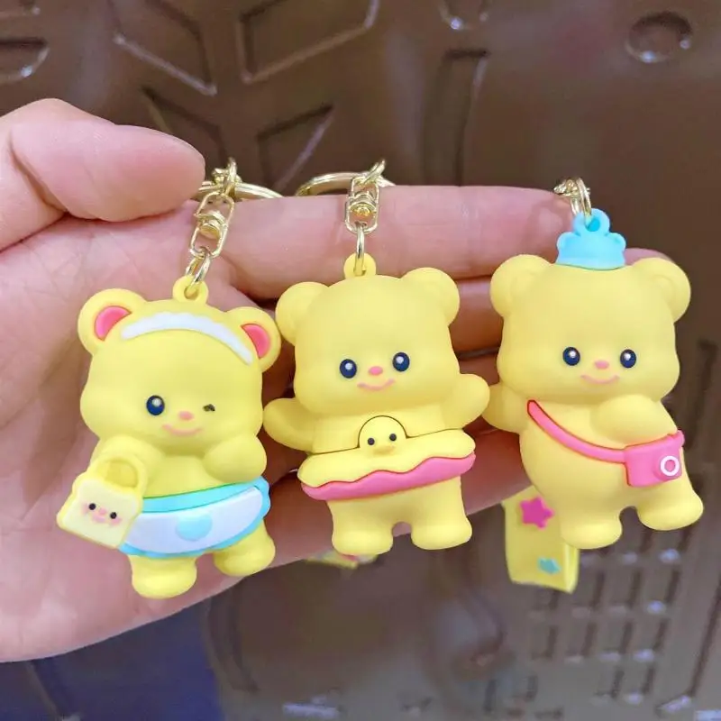 

Cute Cream Bear Keychain Kawaii Cartoon Car Keychain Student School Bag Pendant Accessories Bag Pendant Creative Couple Gifts
