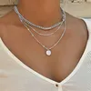 Collier rond à trois couches en argent Sterling 925 pour femmes, chaîne serpent Simple, breloque boule, cadeau de fête, bijoux exquis pour femmes