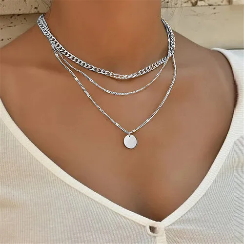 Collier rond à trois couches en argent Sterling 925 pour femmes, chaîne serpent Simple, breloque boule, cadeau de fête, bijoux exquis pour femmes