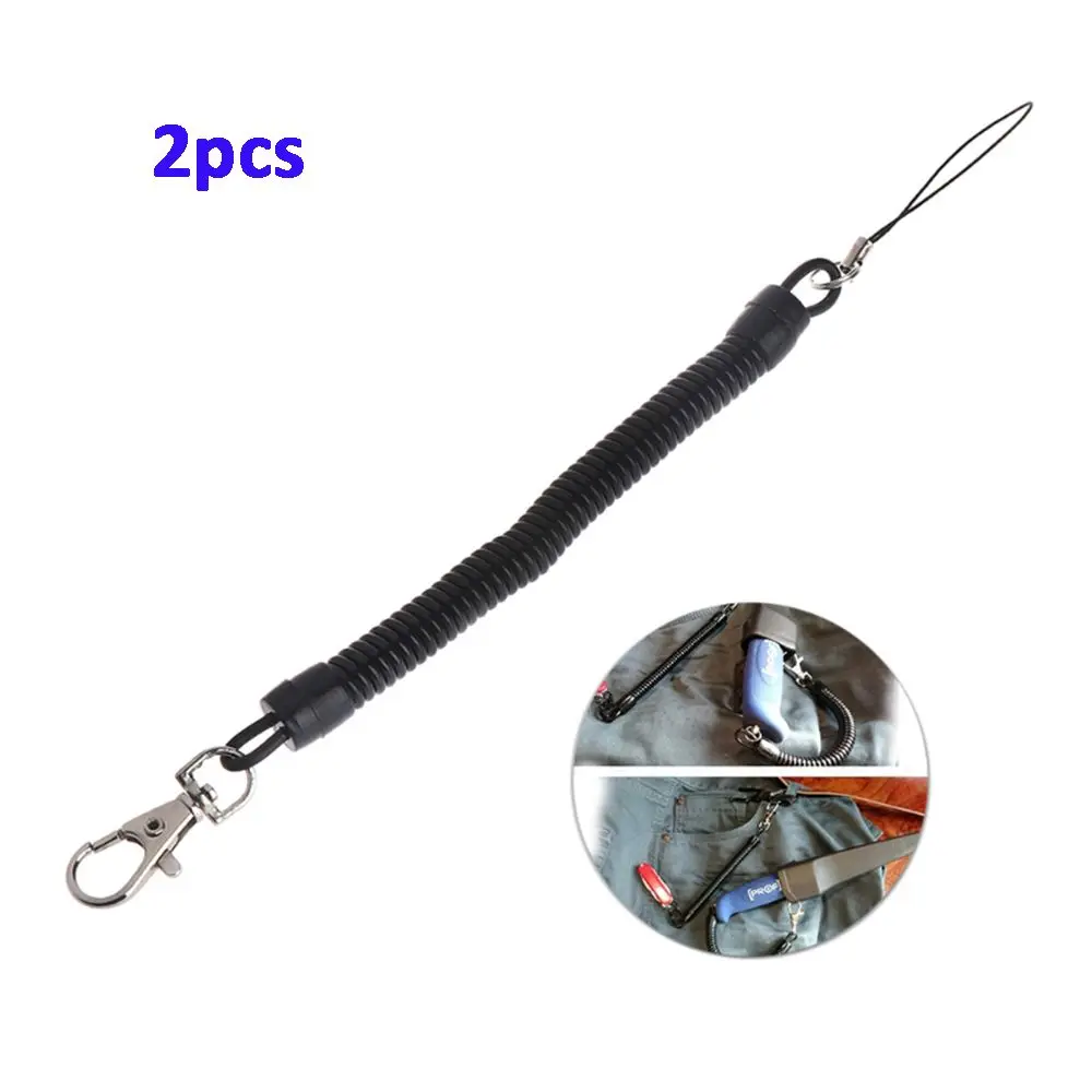 

Black Hiking Practical Anti-lost Retractable Telescopic Anti-theft String Key Keychain Buckle Spring Rope Lanyard