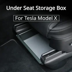 For Tesla Model X Under Seat Storage Box Drawer Storage Box Push Pull Transparent Acrylic ModelX Car Interior Accessories 2023