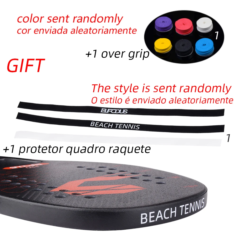 Professional Full Carbon 18K 12K 3K Beach Tennis Racket Solid Black Rough Surface Soft EVA Racquet Paddle Set with Bag