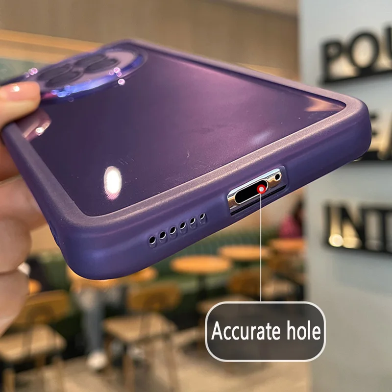 Clear Matte Frame Soft Silicone Case For iPhone 15 Mini 14 Max 12 11 13 Pro 8 Plus Camera Lens_voghion.com