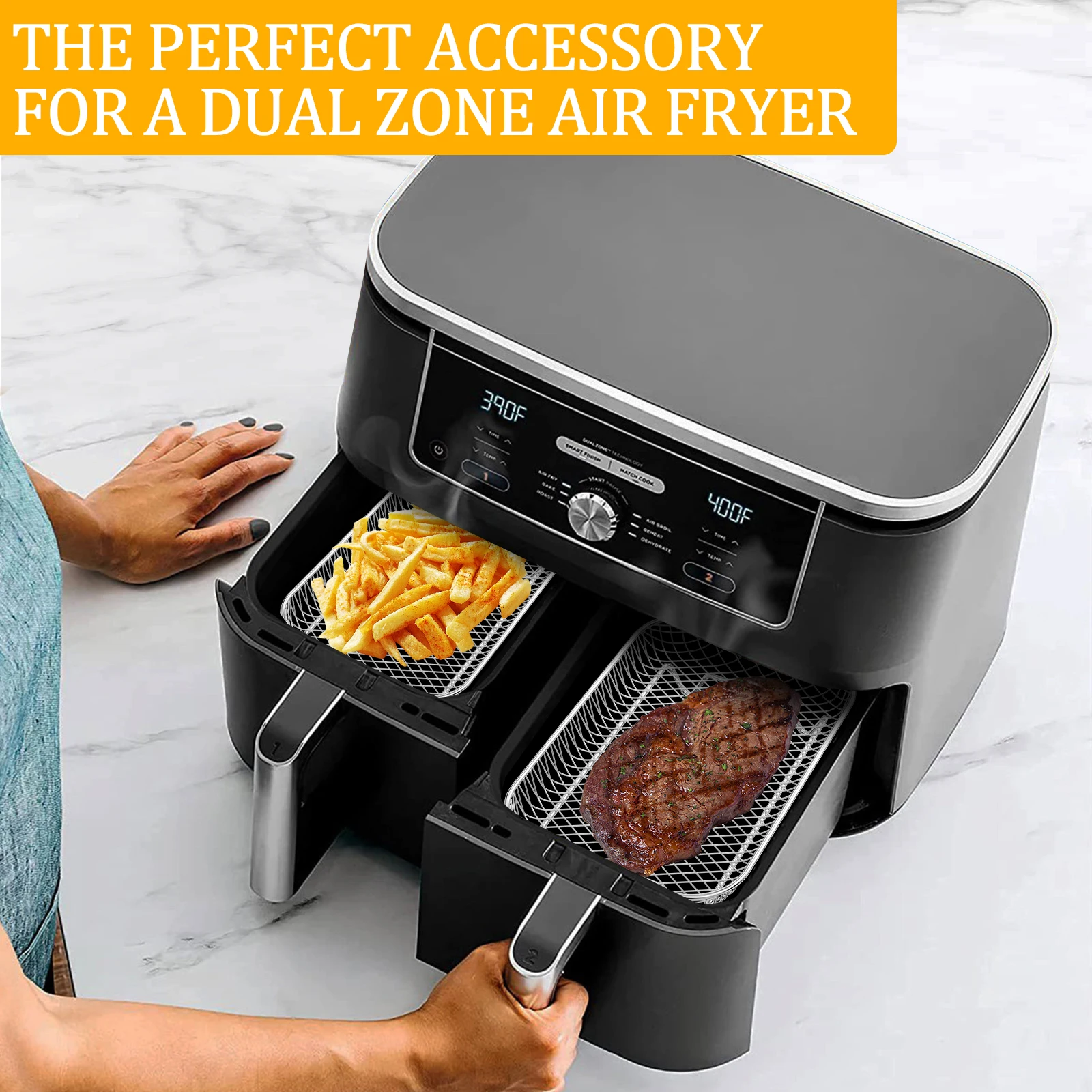 Accesorio Para Freidora De Aire, 3 Pisos Rejilla Para Freidora De Aire, Rejilla De Acero Inoxidable Accesorios Para Airfryer COSORI 5,5L/4,7L Cecotec 6L/5.5L