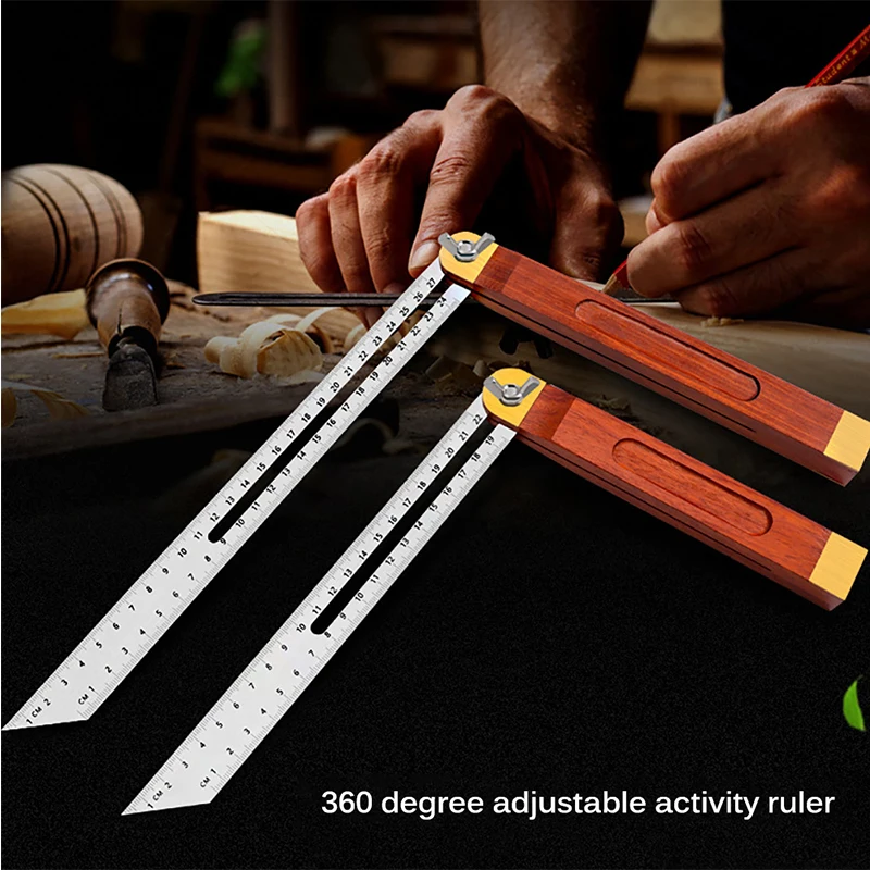 Multi Miter Angle Ruler Woodworking Scriber Dovetail Marking Jig Marking Gauge Stainless Polygon Bevel Angles T-Ruler