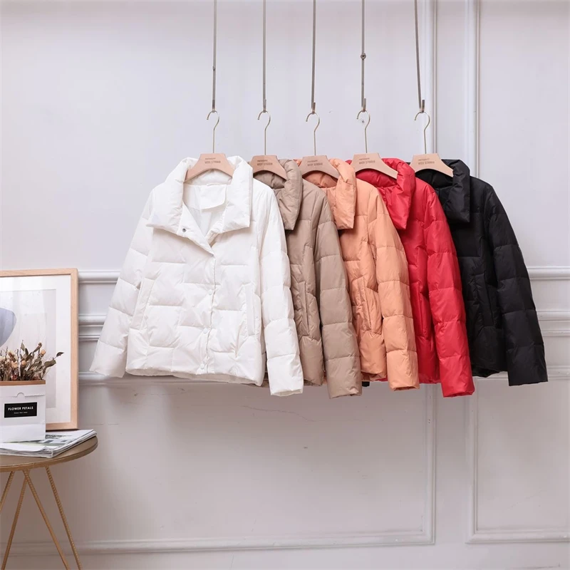 Korean Down Parka Women's Ultra-light Thin Down Winter Jacket 2022 New Casual Snow Wear Coat White Duck Down Solid Loose Outwear