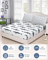 Ocean Cartoon Grey Shark Queen Size Bed Mattress Fitted sheet Elastic Rubber Band Non-slip Bed Sheet Pillowcase Set 3