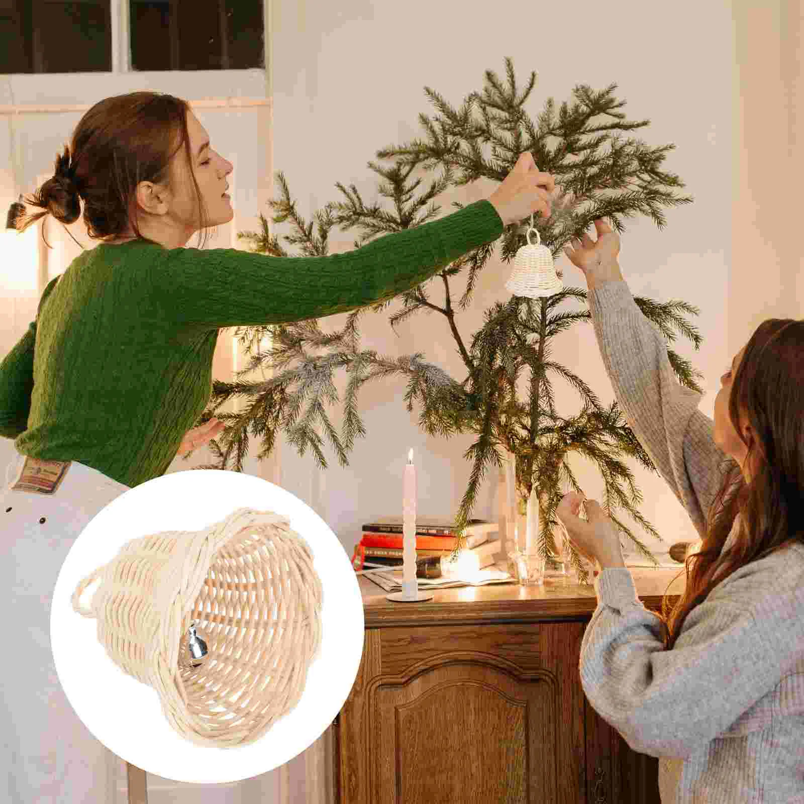 

Xmas Practical Useful Decorative Party Photo Prop Rattan Bell Shape Ornament Christmas Pendant Christmas Ornament DIY Pendant