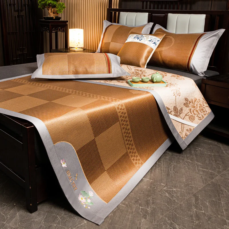 

Rattan mat ice silk mattress summer naked sleeping double-sided positive negative dual-use folding home student dormitory mats