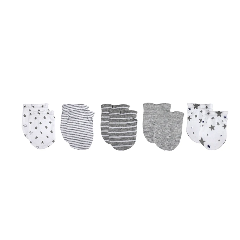 Kiddiezoom 5 Pcs/Lot Newborn Gloves 100%Cotton Cute Breathable Mittens Baby Accessories 0-6M 3