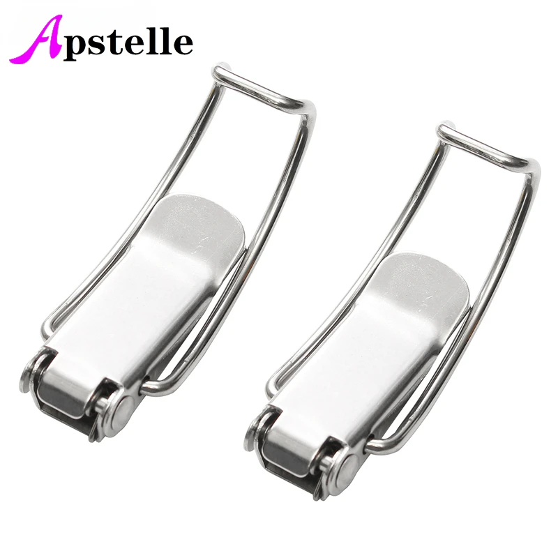 2pcs/Set Stainless Steel Metal Spring Suitcase Chest Toggle Locking Latch Catch Clasp Hasp Light Box Door Buckle Furniture Hardware Toggle Latches Decorative Latches