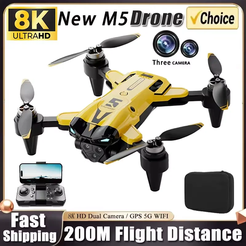 M5 Drone 5G Wifi GPS Obstacle Avoidance FPV Foldable Drone Optical Flow Switching 8K Aerial Dual Camera Toy Chlidren Gifts drone quadcopter
