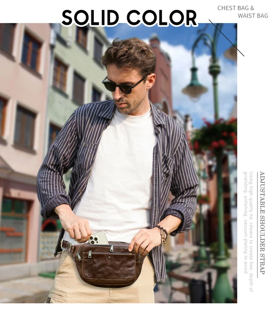 Street Style Designer Mens Fanny Pack CONTACT'S Genuine Leather