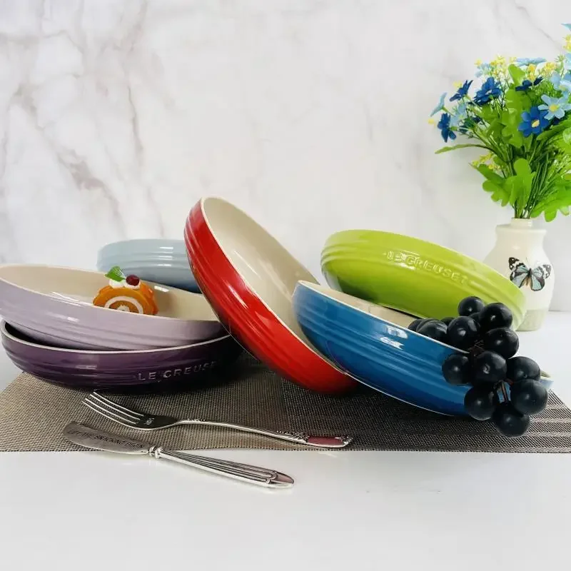 French 8-inch Deep Disc Stir Fried Vegetables Plate 20cm Diameter Height 5.5cm Dish Household Tableware