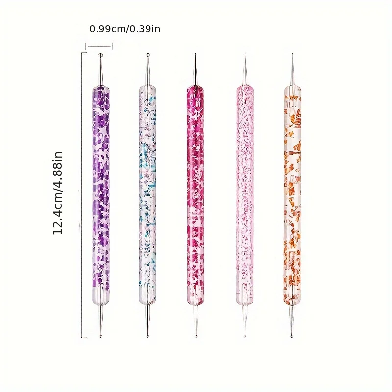 Hot Sale New In 5 Pcs/set Nail Art Dotting Pen Crystal Beads Handle Dual-ended Drawing Painting Rhinestones Manicure Tools 3