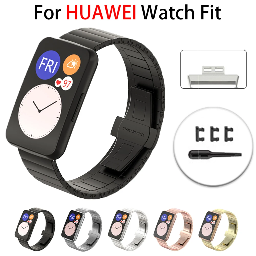 Cinturino per Huawei Watch Fit cinturino in acciaio inossidabile cinturino  in metallo per orologio Huwei Fit fibbia regolabile flessibile con  strumenti - AliExpress Watches