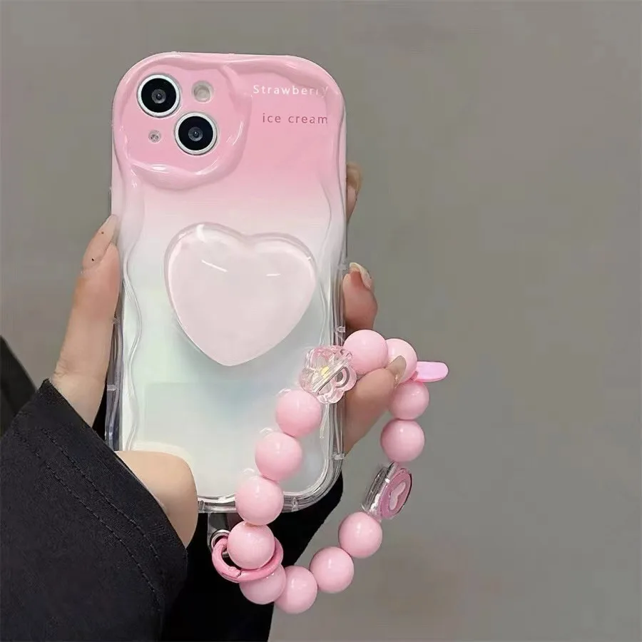 Love Heart Gradient Chain Phone Case Cover