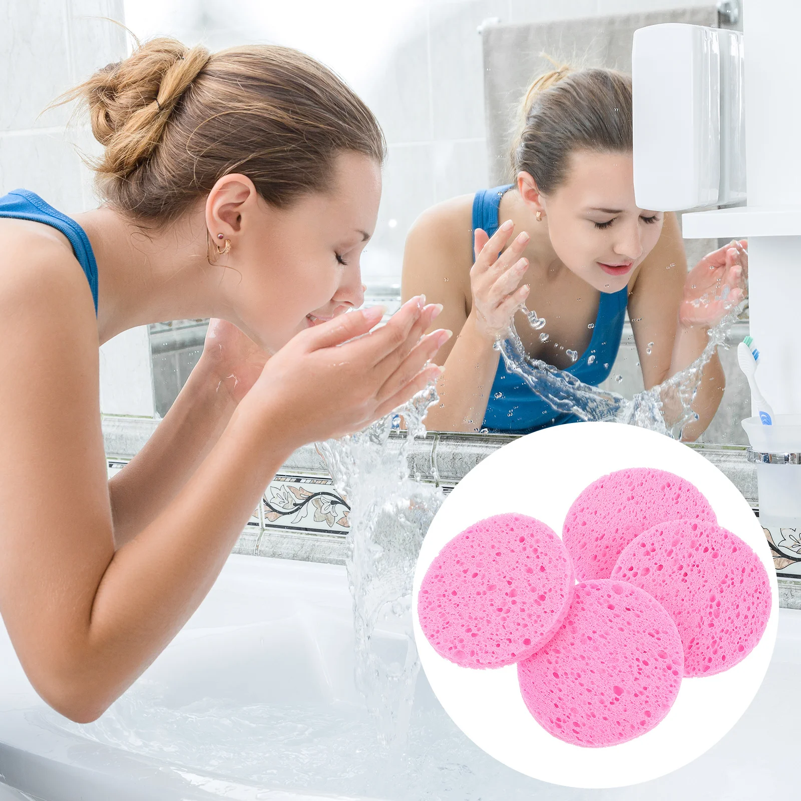 

50 Pcs Round Cotton Pad Frither Cleansing Sponge Makeup Remover Wood Pulp