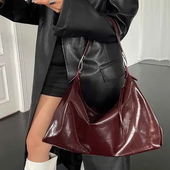 Borsa tote da donna bordeaux Borsa a tracolla in pelle avanzata estetica moda vintage autunno e inverno Borsa a mano di grande capacità bolsa